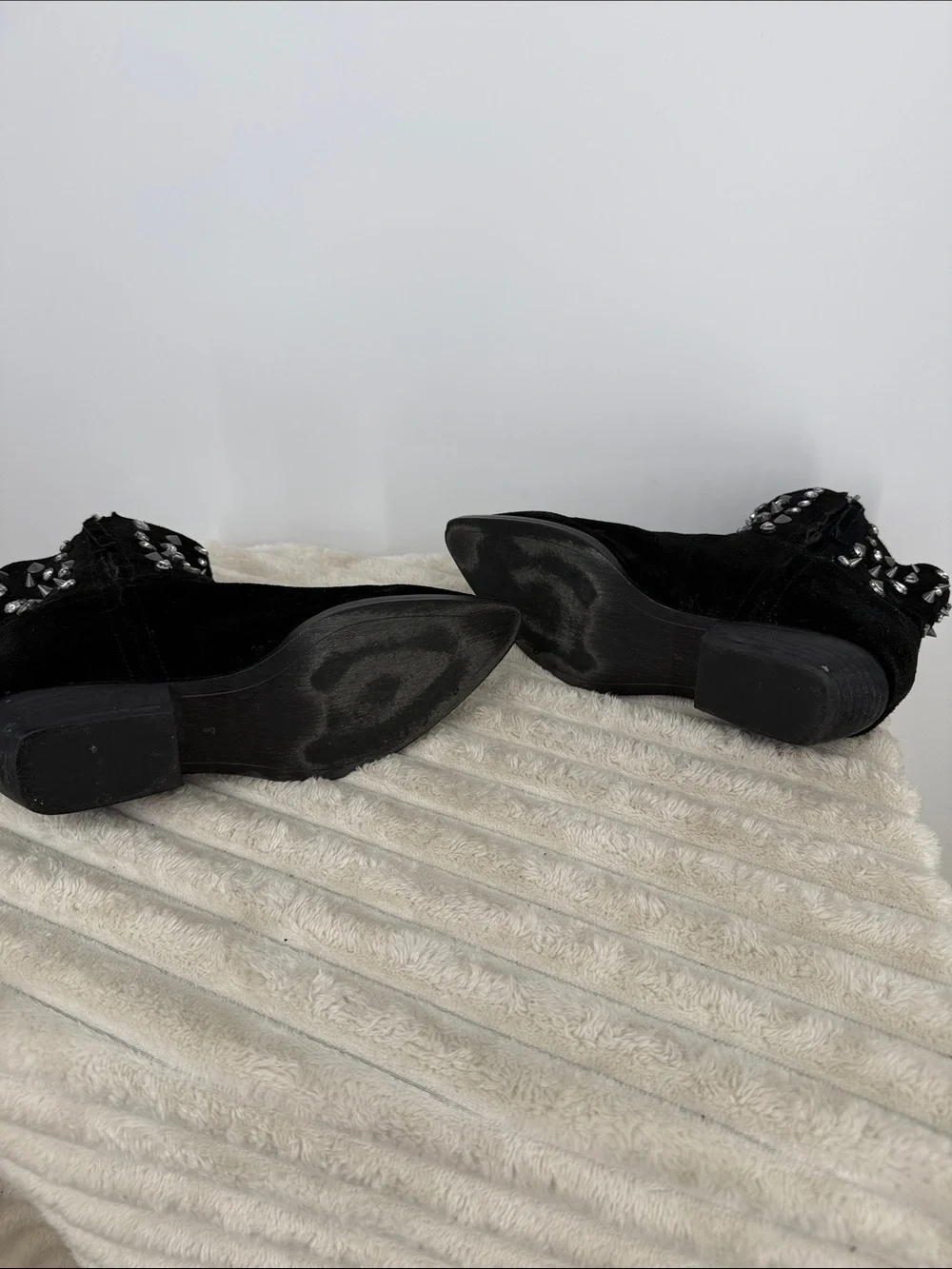 Sam Edelman Avril Black Suede Crystal-Embellished Women's Ankle Boots size 8M